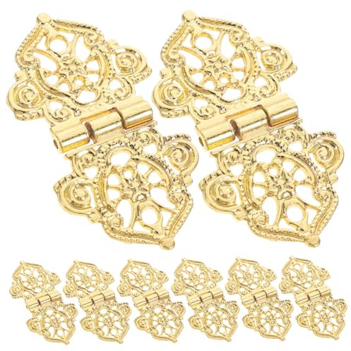 Didiseaon 8pezzi Cerniere in Metallo Dorato Con Intagli Floreali Per Scatole Di Legno Portagioie e Mobili Cerniere Piccole Decorativa Vintage Con Installazione Facile e Funzionale Per Armadi