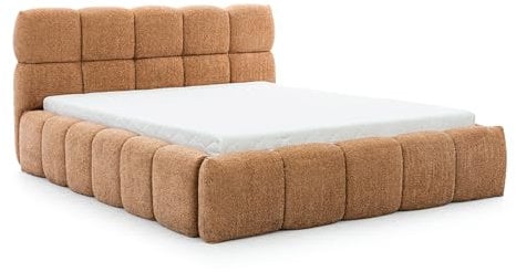 FURNISTAR Polsterbett Sofia 120x200 mit Bettkasten, Doppelbett mit Stauraum und Lattenrost, Boxspringbett-Optik, ohne Matratze, Bett - Karamellfarbe