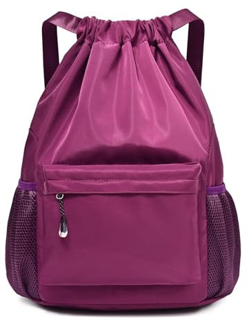 YEAMLTE Bolsa Mochila, 1 Mochila Deportiva, Lmpermeable Mochila Cuerdas Deporte, Con Cremalleras Delanteras y Traseras Mochila de Cuerda, para Fitness Unisex y Viajes al Aire Libre (Púrpura)