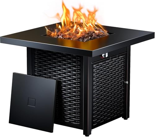 Ciays Propangas-Feuerstelle, 71,1 cm, Gas-Feuerstelle für den Außenbereich, 50.000 BTU Stahl-Feuertisch mit Deckel und Lavastein, fügen Sie Wärme und Atmosphäre zu Versammlungen und Partys auf