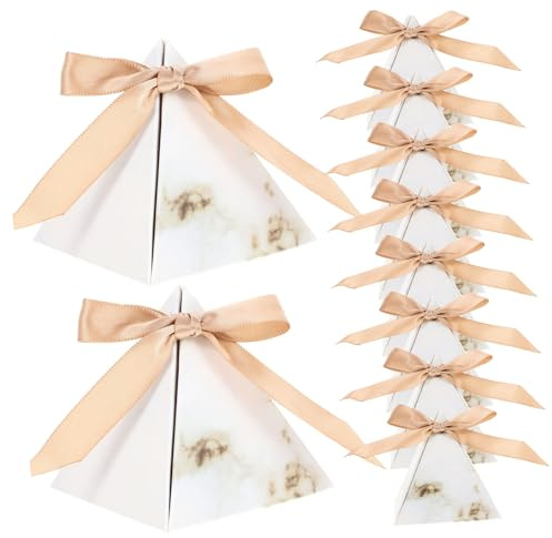 MAGICLULU 20 Stück Pyramidenförmige Pralinenverpackung aus Papier Kreative Gastgeschenkboxen für Hochzeit und Party Dekorative Süßigkeitenbox mit Einzigartigem Design