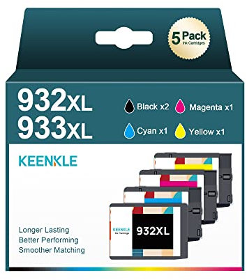 KEENKLE 932XL 933XL Tintenpatronen kompatibel für HP 932 933 XL Multipack für Officejet 6100 6600 6700 7110 7510 7610 7612 6100 Drucker (2 Schwarz, 1 Cyan, 1 Magenta, 1 Gelb, 5 Pack)