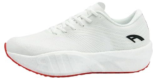 Men Athletic Carbon Plate Marathon Running Shoes,Unisex UK Stable Support Shock-Relief Ultra-Light Rebound Sneakers for Walking Workout Gym, Lace-Up, Casual, Resilient (8.5,01-White)