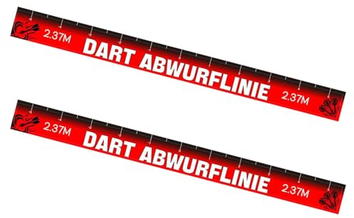 2 Stück Dart Abwurflinie 56x5 cm - Selbstklebende Oche Line für Dartspiel - Hochwertige Bodenaufkleber für Zuhause, Spielzimmer & Bar - Professionelles Dart Zubehör