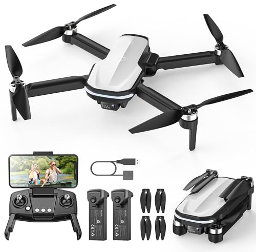 Holy Stone Drohne mit Kamera 1080P für Anfänger, Bürstenloser Motor, Optischer Fluss, 28 Min Flugzeit, Gesten- & Sprachsteuerung, Klappbare RC Drohne mit 2 Akkus, CO