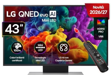 LG QNED evo AI MiniLED 43 Pollici, Serie QNED86B 2026 Smart TV 4K - 43QNED86B6B