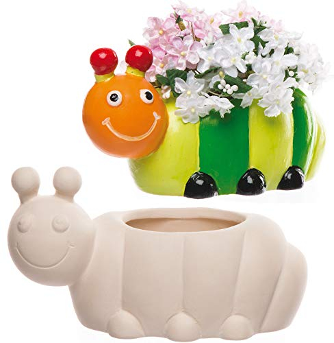 Baker Ross Pots de fleurs chenilles en céramique que les enfants pourront fabriquer pour des décorations créatives (Boîte de 2)