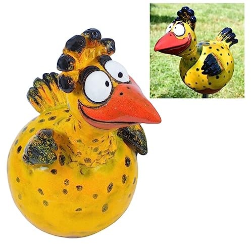 Midene Gartenstecker Keramik Handgefertigt - Gartendeko für Draußen Wetterfest - Garten Deko Keramik - Gartenfiguren & Gartenstatuen - Vogel