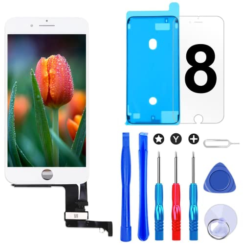 Brinonac Für iPhone 8/SE 2020 Display LCD Touchscreen Digitizer Ersatz Bildschirm Front Komplettes Glas mit Werkzeug und Display Schutzfolie (4,7, Weiß)