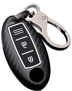 ontto Coque de clé télécommande pour Nissan 370Z Qashqai Juke Micra X-Trail Altima Note Murano Infiniti en Plastique ABS Coque de Protection avec Porte-clés 3 Boutons Noir A