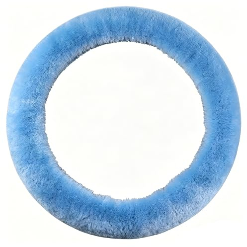 Sisha-A Lenkradbezug aus 100% Australischem Schaffell – Flauschig Warmer, langlebiger & elastischer Schutz für Lenkräder 35-42 cm Durchmesser (Himmelblau)