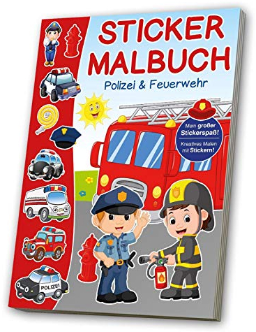 Mal- & Stickerbuch - Polizei, Feuerwehr, Rettung: Mein großer Stickerspaß!. Kreatives Malen mit Stickern!