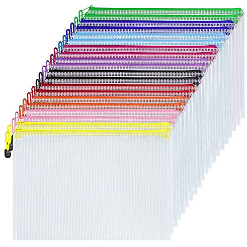 Plastic Wallets A4 Zip Wallets Ziplock Bags Zipper Bag Zipped Document Folder - 20PCS