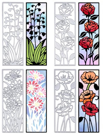 ORIGACH 4 Stück Metall Blumenrahmen Stanzformen Prägeschablonen Vorlage Form für DIY Lesezeichen Scrapbooking Kartendekoration 3D Blumendekoration
