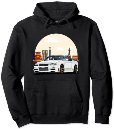 JDM Skyline R34 Auto Tuning Japan Tokio Drift Pullover Hoodie