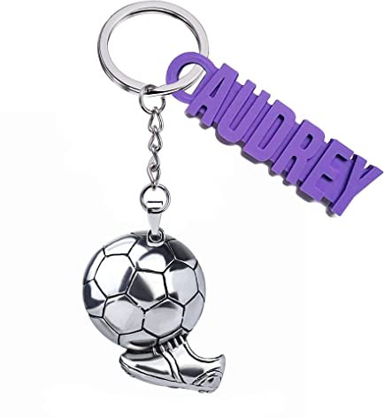 Porte-Clés Foot Personnalisable, Football, Ballon + Crampons, avec Votre Texte, Couleur au Choix, Cadeau Foot, pour Les Amateurs de Football, Supporters, Joueurs, Sportifs (Avec Prénom)