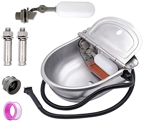 MINYULUA Heated Automatic Water Bowl Stainless Steel for Dogs Horse | Heated Water Bowl, Pet Thermal-Bowl, Constant Temperature Dispenser, Chew-Resistant, Save Effort and Time, Easy to Install