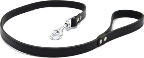 Hundeleine Leder - Braun - Hochwertiges Leder - Made in Portugal (Schwarz, 1 Meter)