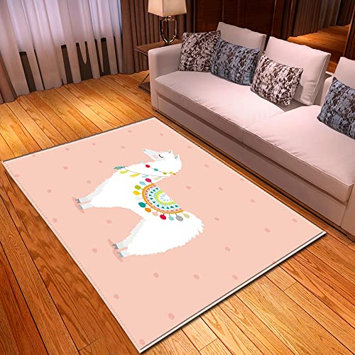 Mateju Teppich Schlafzimmer Wohnzimmer Teppich 3D Modern Dekoration Waschbarer Flanell Teppiche Balkon Terrasse Küchenteppich Bodenmatte Fußmatte (80x120cm,Alpaka 2)