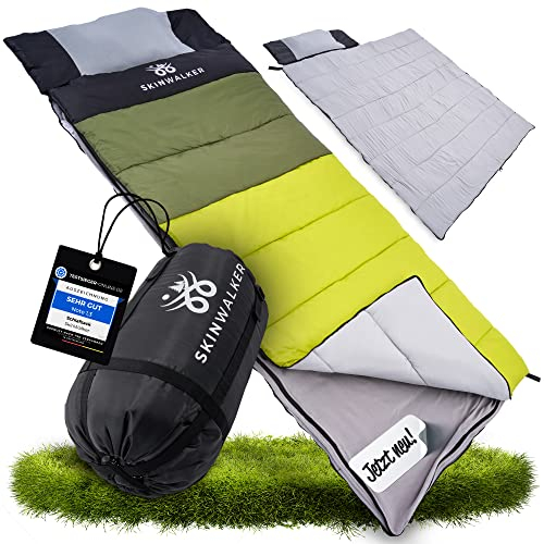 SkinWalker Sacco nanna 3 – 4 stagioni con pile polare rimovibile + cuscino [-18 °C fino a +15 °C] invernale + estate Sleeping Bag sacco a pelo da campeggio per adulti