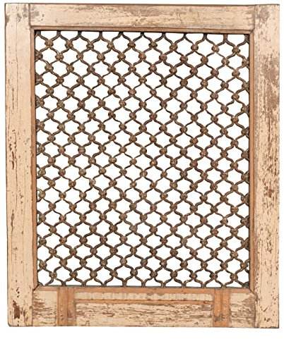 Biscottini Finestra in legno con grate 77x5x92 cm | Finestra oggetti vintage per la casa | Finestre in legno restaurato
