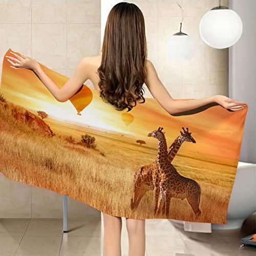 PLEETS Mikrofaser Strandtuch Twilight Giraffe 90x180cm Strandlaken Handtuch, Super Saugfähig Schnell Trocknen Strandhandtuch Herren Frauen Badetücher, Badetuch, Strandtücher