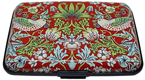 UK Phoenix Portafoglio sottile in alluminio RFID da donna, custodia rigida leggera con porta carte di credito con 6 tasche espandibili, antifurto, protezione RFID, biglietti da visita, ecc, Rosso -