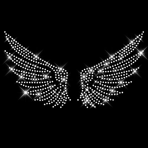Glitzerdeals Bügelbilder Karneval Strass V3 Flügel kristall spitz V3 Flügel kristall spitz Umriss Aufbügler für Textilien Flügel Bügelmotiv Engelsflügel Fasching Patch zum Aufbügeln Flügel