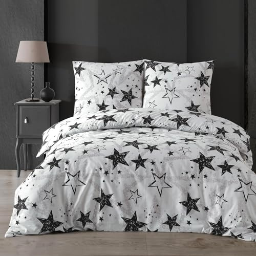 Buymax Bettwäsche 200x220 cm – Bettwäsche Set 3-teilig 200 x 220 cm, Renforcé 100% Baumwolle, Bettbezug mit 2 Kissenbezügen 80x80 cm, Oeko-TEX, Reißverschluss, weich und atmungsaktiv