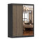 Kleiderschrank mit Lamellen und Spiegel Schwebetürenschrank 2-türig Schrank mit Einlegeböden und Kleiderstange Schiebtüren Schlafzimmer Wohnzimmerschrank 150x200x61 cm - LABI C1 (Schwarz, 150)