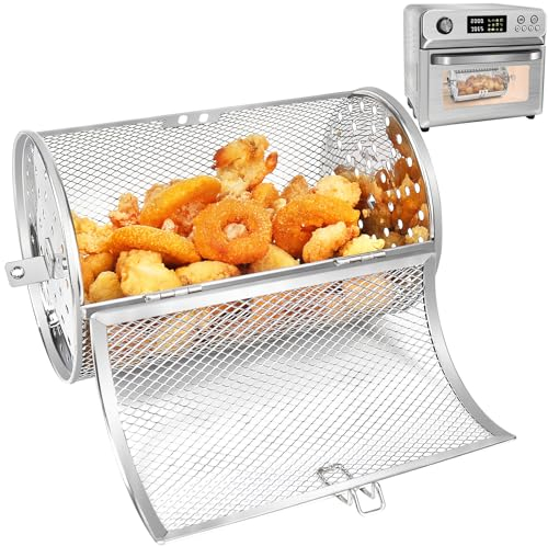 BYKITCHEN Air Fryer Oven Accessories, Stainless Steel Rotisserie Basket for Large Air Fryer, Rolling Grill Basket, Compatible for Most 24L 26L 30L Mini Oven with Rotisserie