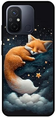 KARTXITAI Hülle Kompatibel mit Xiaomi Redmi 12C, Stoßfeste Schutzhülle mit Weiche Silikon Bumper Case Handyhülle Anti-Kratzt Leichtes Matt Finish Rückseite - Fuchs,Sterne,Wolken