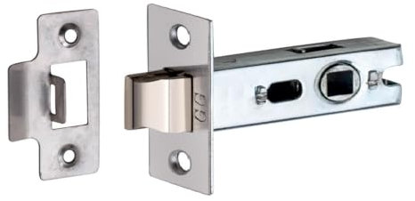 Golden Grace Bolt Through Sprung Lever Door Handle Tubular Latch Nickel Plated in Chrome Finish - 3 75mm