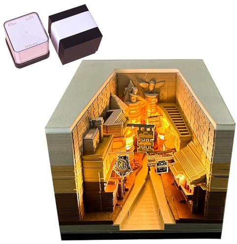 2024 Schreibtisch Kalender Mit Lichtern 3D Memo Pad Papier Kunst kreativer Schreibtischkalender DIY Notizen Notizblock,Weihnachten Büros Geschenk