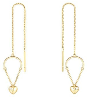 KnSam Echtschmuck Durchzieher 18K Au750 Gold, Gebrochenes Herz Ohrringe mit Diamant Gelbgold 750 Ohrstecker Damen Vintage Echtschmuck