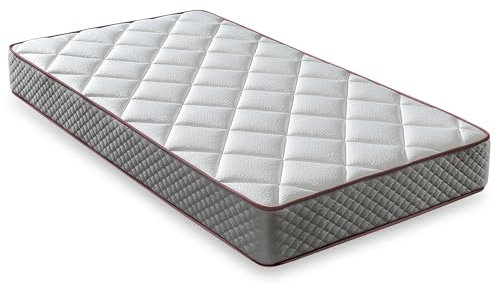 LUXIABED Matratze 90 x 190 cm, viskoelastisch, doppelt, verschiedene Seiten, Komfort + mittlere Festigkeit, MemorySens, hygienisch und atmungsaktiv, Einzelbett, Grau, Modell Elixir Höhe 14 cm