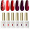 ROSALIND UV Nagellack Rot,6 Farben Rot Glitzer Dunkelrot Glanz Red,Soak Off UV LED Natur Gel Polish Nageldesigns Gel Lack, Gellack für Anfänger Nail Art Maniküre Salon