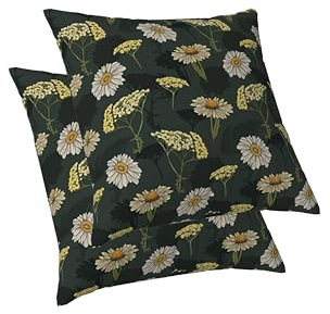 ggaimwf Salbeigrüne Gänseblümchen-Kissenbezüge Blumenmuster Kissen im Landhausstil Dekorativer Garten Kissen mit verstecktem Reißverschluss Sofa Schlafzimmer-Dekor Kissenbezüge 50x50cm 2er-Set