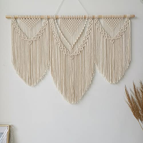 Hibisaws Makramee 110cm (W) x 82cm (H) Wandteppich Boho, Große, Handgewebt, Schlafzimmer Wanddeko ,Balkon Dekoration Wand, Wanddekoration, Geschenk für Frauen