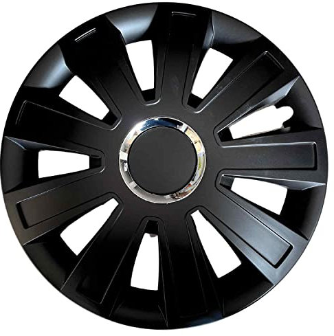 AUTOZOCO Tapacubos universales, Juego de 4 Tapacubos, Aptos para Coche, Furgoneta, ABS Resistente a Fuertes Impactos, con Anillo sujeción Ajustable (Santander, 15 Pulgadas)