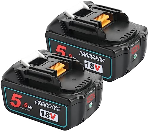 waitley 2X BL1850B 18V 5.5A Ersatzakku für Makita akku 18V BL1850 BL1850B BL1860 BL1860B BL1840B BL1840 BL1830 BL1835 BL1845 194204-5 LXT-400 Werkzeugakku