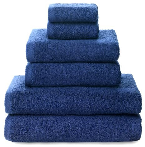 Top Towel - Combo - Große Badetücher - Badezimmerhandtücher - 2 Gesichts- oder Bidethandtücher + 2 Hand- oder Waschbeckenhandtücher + 2 Duschtücher - 100 % Baumwolle - Marine
