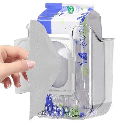 Caja de toallitas húmedas, soporte para pañuelos para colgar en la pared, cajas para toallitas de bebé, sin perforaciones, dispensador para toallitas húmedas para toallas de cocina, dormitorio, baño