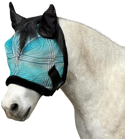 Kensington Equine Miniature Fly Mask w/Fleece Trim & Soft Mesh Ears- Size: B-Large Color: 2021 - Atlantis