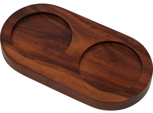 GORGECRAFT Vassoio per Macina Sale e Pepe in Legno Marrone Sella Vassoio in Legno di Acacia Porta Macina Pepe Macinini e Agitatori Macina Sale e Pepe Poggia per 2 macinino Accessori Portaoggetti