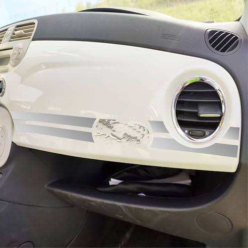 Pimastickerslab Kit Adesivi Stripes Strisce Adesive per Cruscotto compatibile con Fiat 500 Cinquecento Striscia Stickers Adesivo Auto Decal Tuning 2442 (090 Argento)