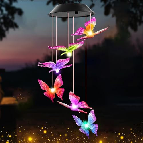 Xrten Luces de Mariposa, Luz de Timbre de Viento LED Colgante Luz de Mariposa Luz al Aire Libre Ambiente Festivo, Patio Decoración