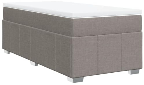 vidaXL Boxspringbett, Polsterbett Bett mit Matratze Matratzenauflage, Bettgestell mit Lattenrost, Einzelbett für Schlafzimmer, Taupe 80x200cm Stoff