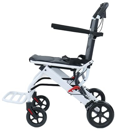 Klappbarer Leichtgewicht-Rollstuhl, Tragbarer Transport- und Reisestuhl für Erwachsene, Ergonomischer Faltrollstuhl mit Aluminiumrahmen, PU-Rädern und Verstellbarem Sicherheitsgurt für Senioren