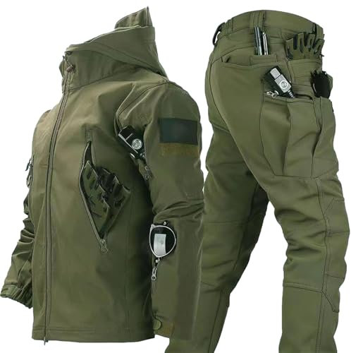 Gvqng Taktischer Anzug, Taktische Jacke Und Hose FüR Herren, wasserdichte Armee-Kampfanzug-Sets, Taktische Tarnkleidung FüR Die Jagd, Kampfjacke Und -Hose FüR Herren,08,L